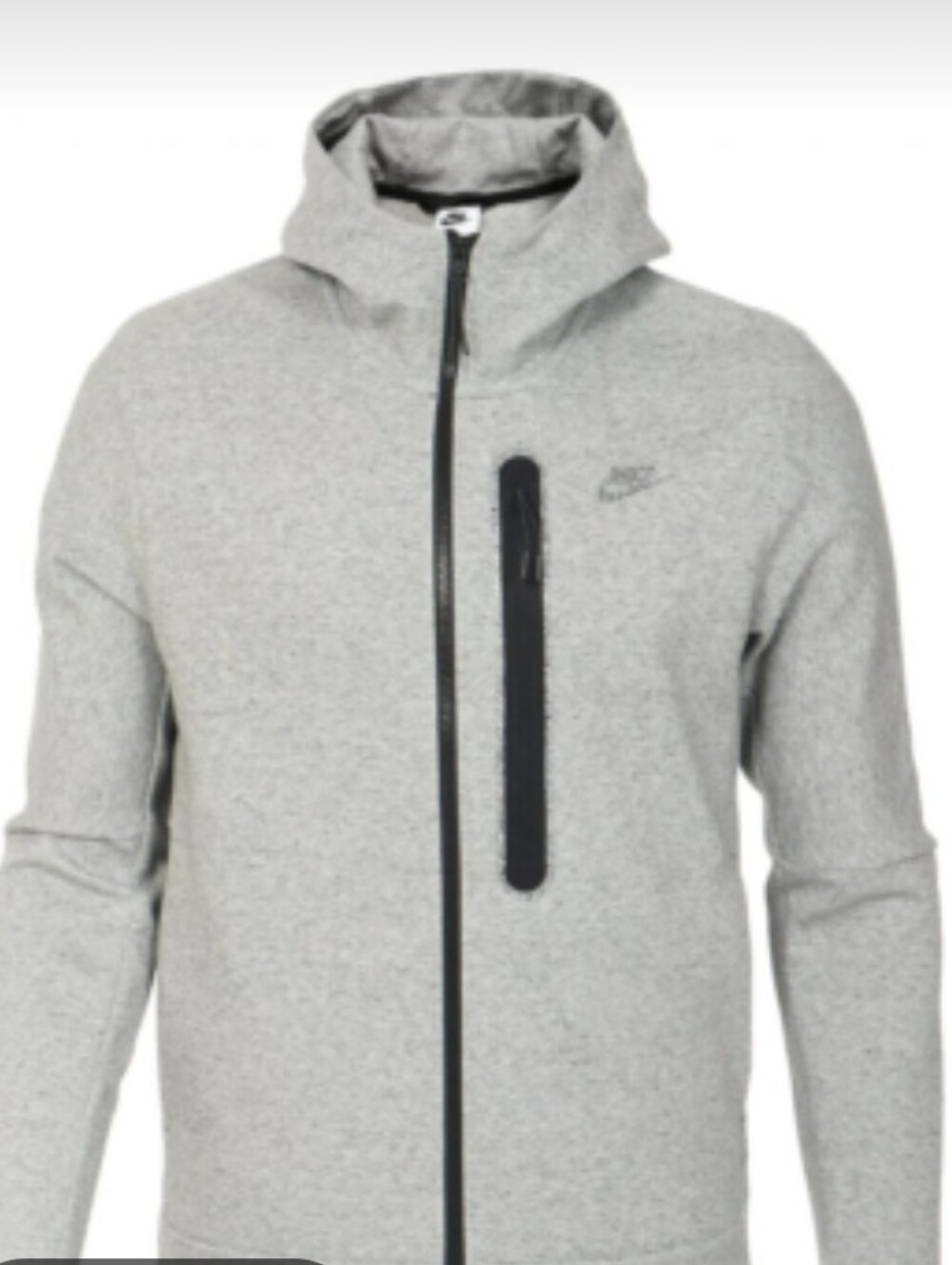 Nike Gray Hooded Zip Sweatshirt with Black Accents